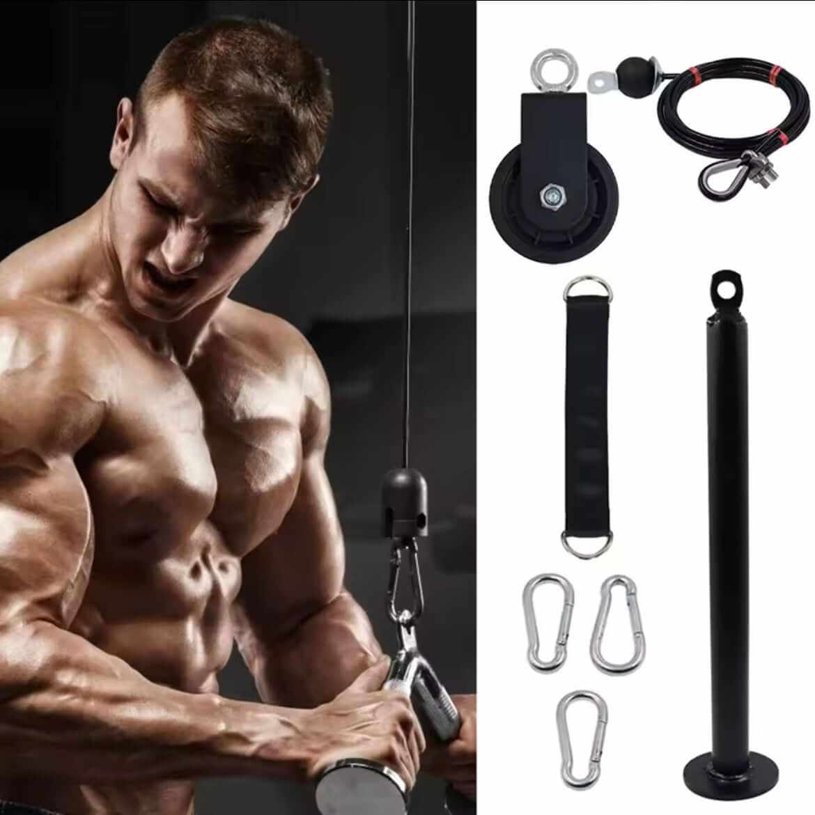 Home Gym Pulley System – Cable Machine for LAT, Tricep, Bicep, Back & Forearm