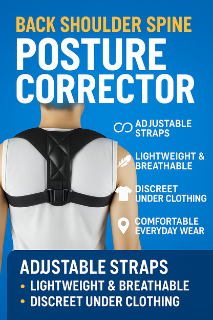 Back Shoulder Spine Posture Corrector – Adjustable Upper Back &amp; Shoulder Support Brace for Men &amp; Women